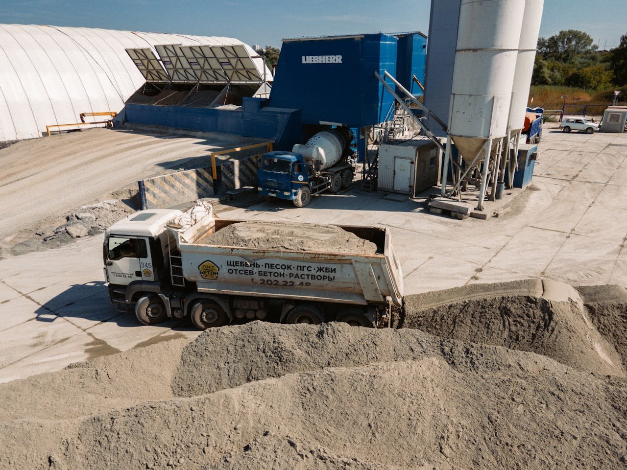 A Dump Truck at a Concrete Batching Plant